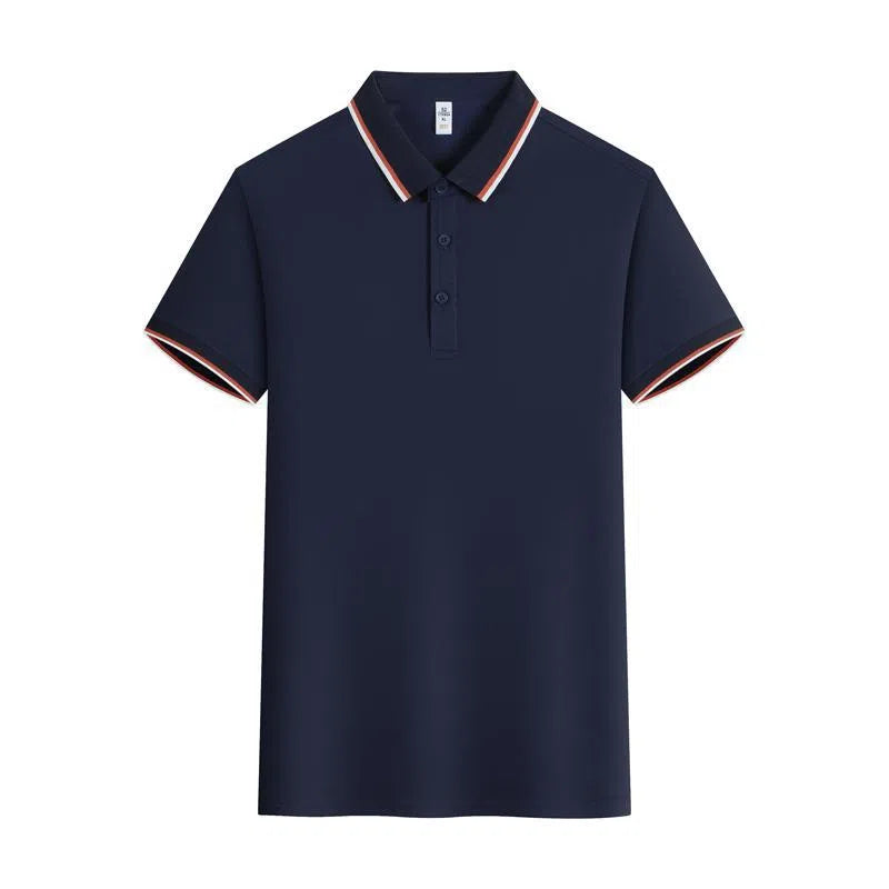 Summer ice silk lapel short sleeve polo shirt for men in ten colours including black and navy blue