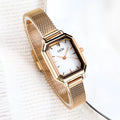 Women's square retro casual watch with rose shell case and multiple colour dial options