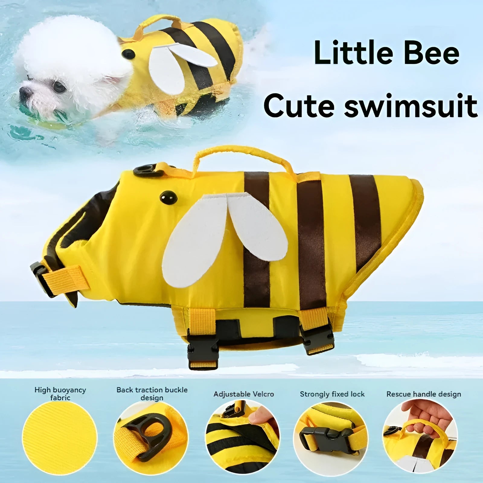 Green or yellow reflective dog life vest jacket for swimming safety in five sizes