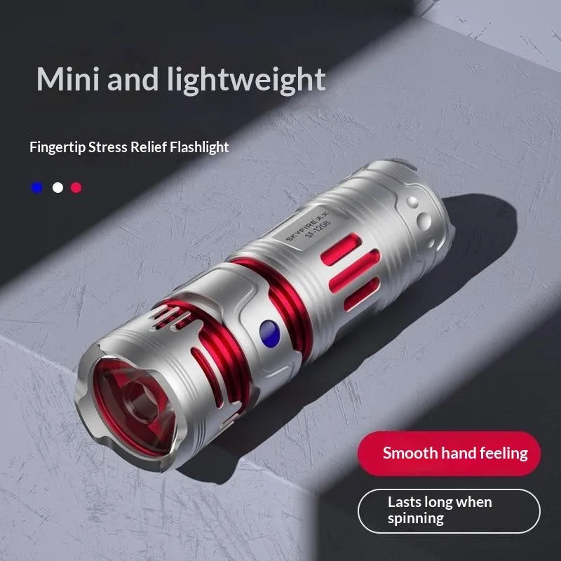 Mini student super bright long-range portable aluminium alloy flashlight black colour outdoor home use