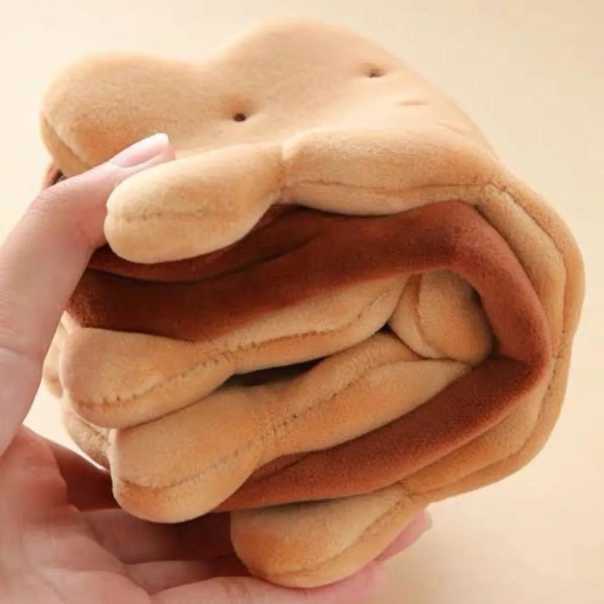 Plush sandwich biscuit pencil bag with soft plush material in cartoon style for school storage