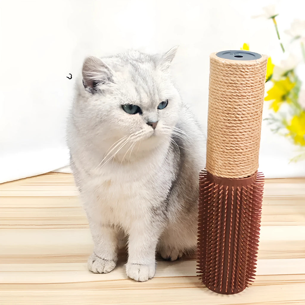 Sisal scratching post for cats measuring 30cm high in brown or grey colour options