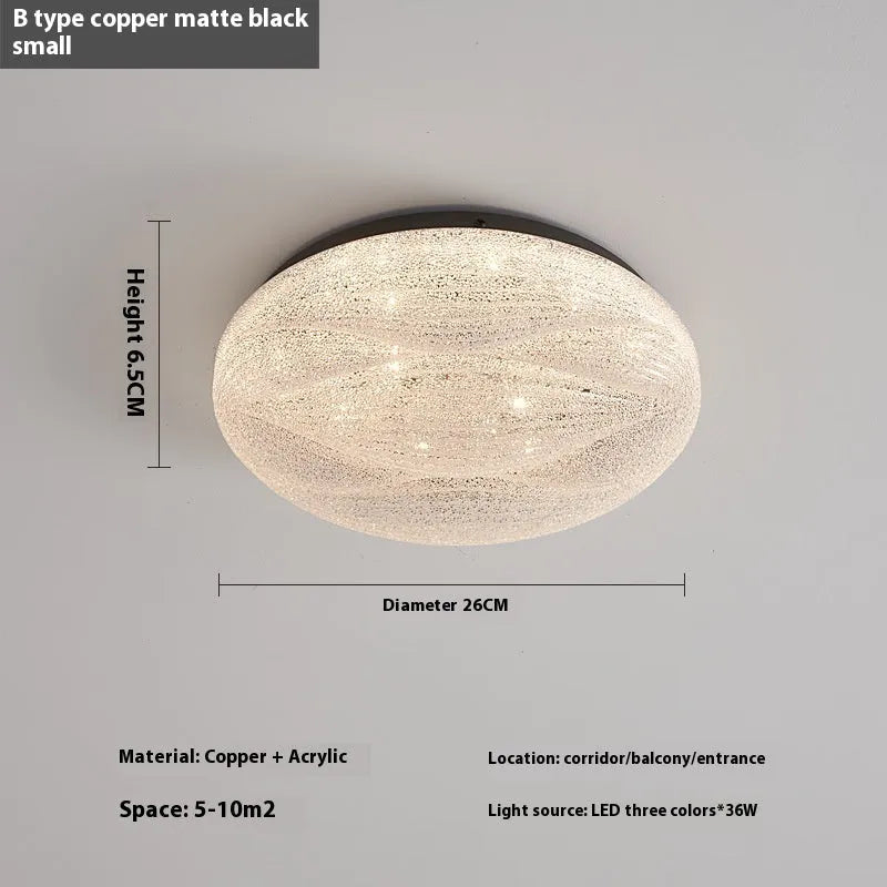 Modern copper round ceiling lamp for bedroom with multiple size options
