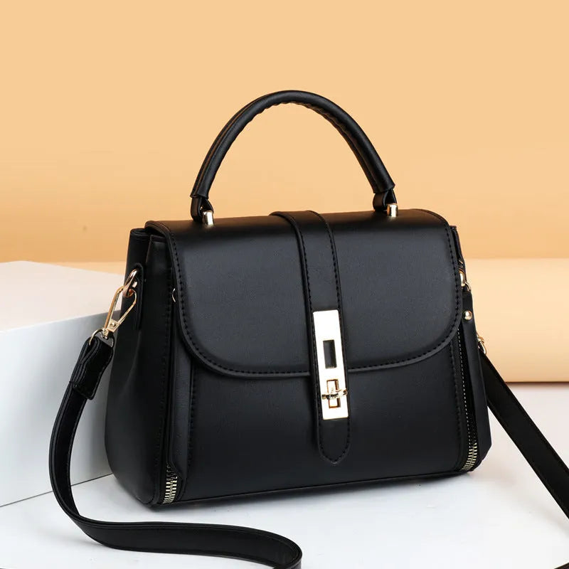 Women's soft PU leather messenger shoulder bag in square vertical design