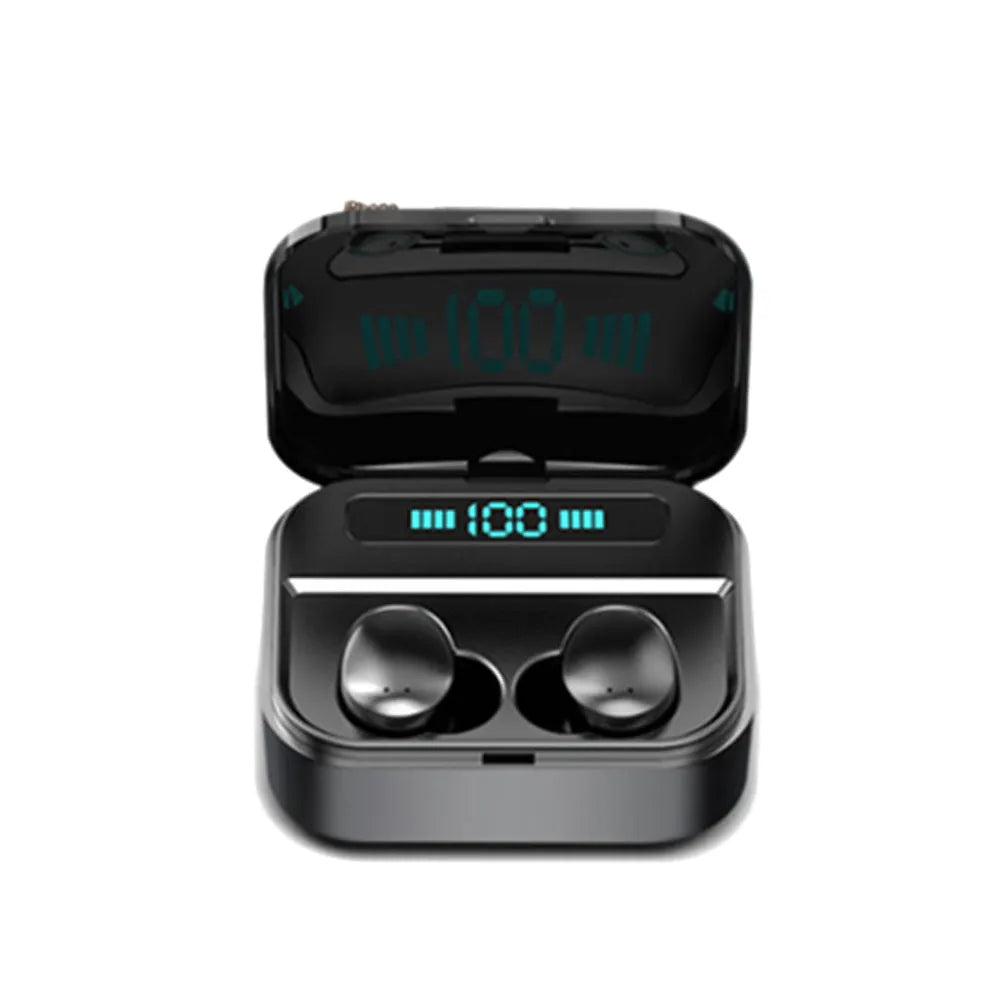 X7LED black and white sports Bluetooth earbuds with USB charging case