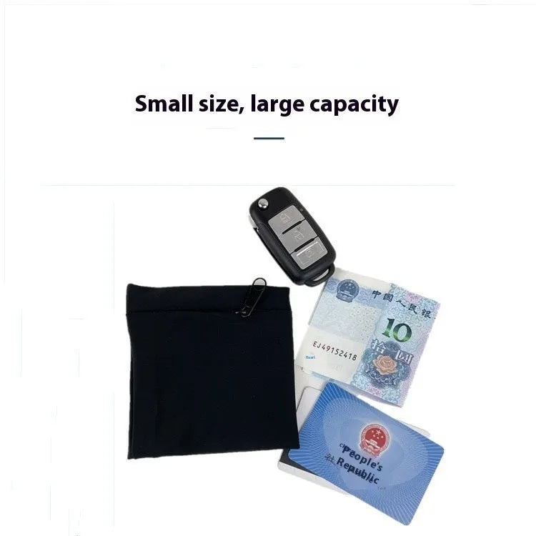 Compact black wrist armband bag for mobile phone, shown with dimensions 10cm by 10.5cm.