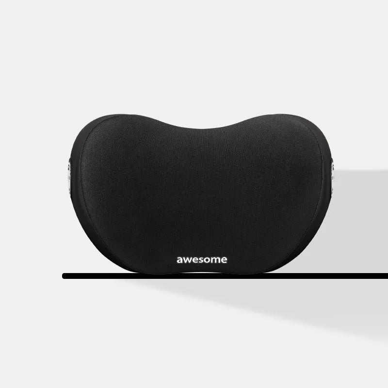 Car headrest and lumbar support pillow set in cloth material, shown in available colours.