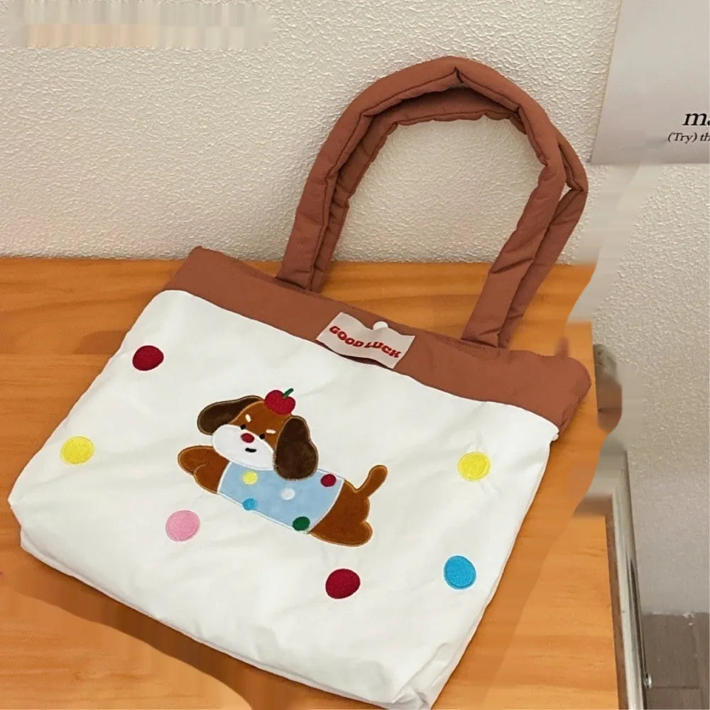 Cartoon canvas bag with printed animal designs measuring 30x36x24cm in multiple colour options