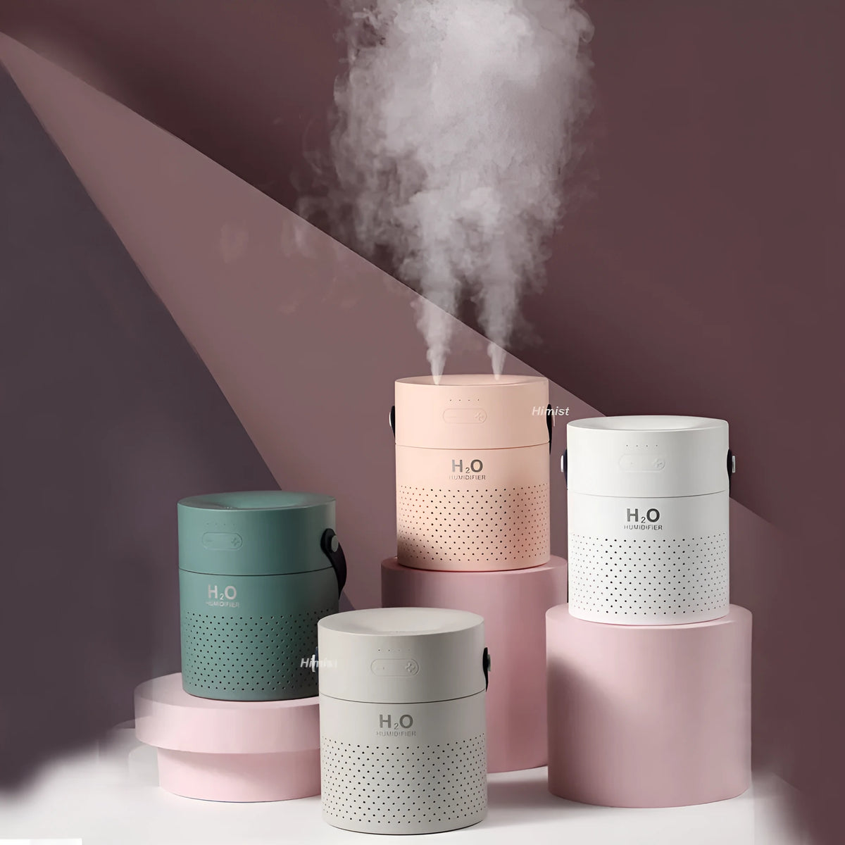 1100ml wireless dual spray humidifier in green with 4000mAh battery for home car and office