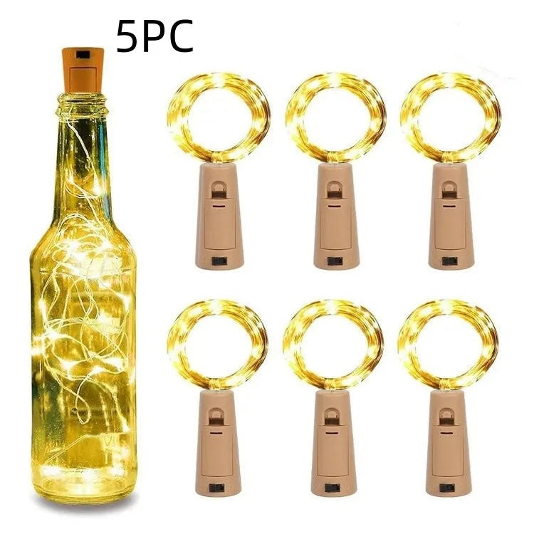 2m LED copper wire string lights in small white box with button battery power three gear colour modes