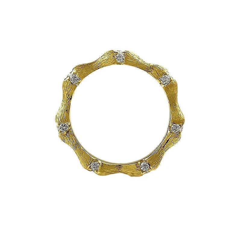 925 sterling silver bamboo joint ring brushed finish gold colour for women