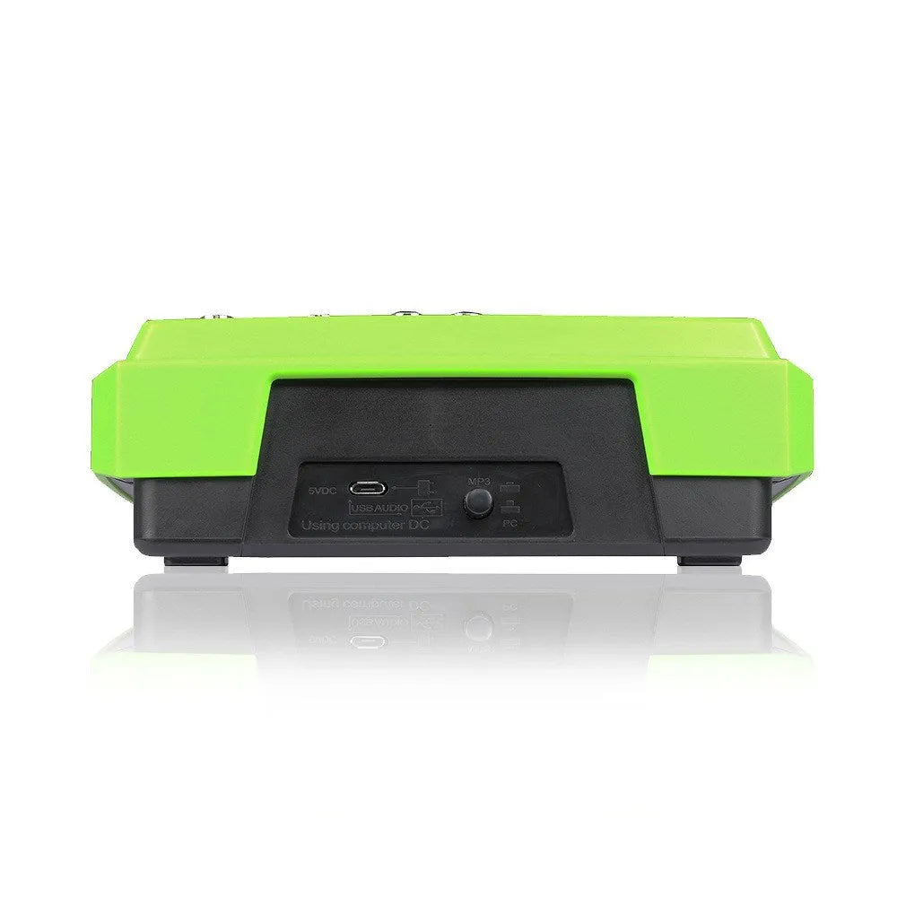 Reverb audio processor with USB interface and mixer controls, available in Green, Red, or Yellow colour