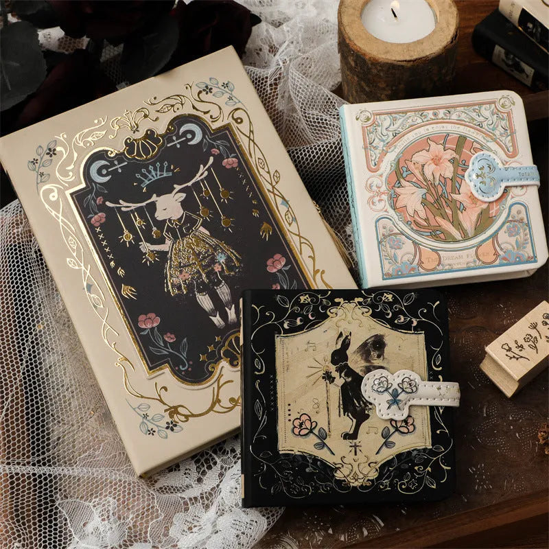 Retro Gothic style A5 notebook with animal theme cover, size 11.6 by 16.5 centimetres.