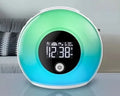 Digital music alarm clock with VA LCD screen and five fluorescent light types, compact 130 x 120 x 75 mm