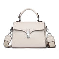 Korean commuter women's cross-body bag in genuine leather, oval shape, sandwich pocket, 21x18x9cm