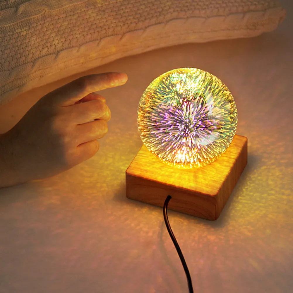 USB-powered crystal ball LED night light with touch control in spherical design