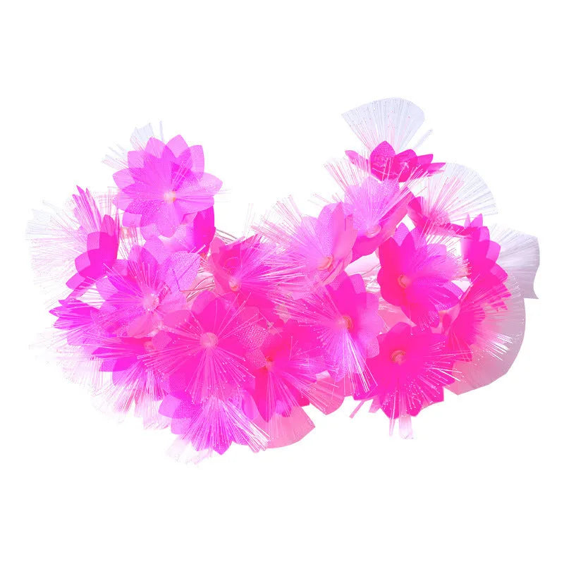 LED optical fibre flower light string with 20 warm white lamp beads on battery box, suitable for wedding and party decoration