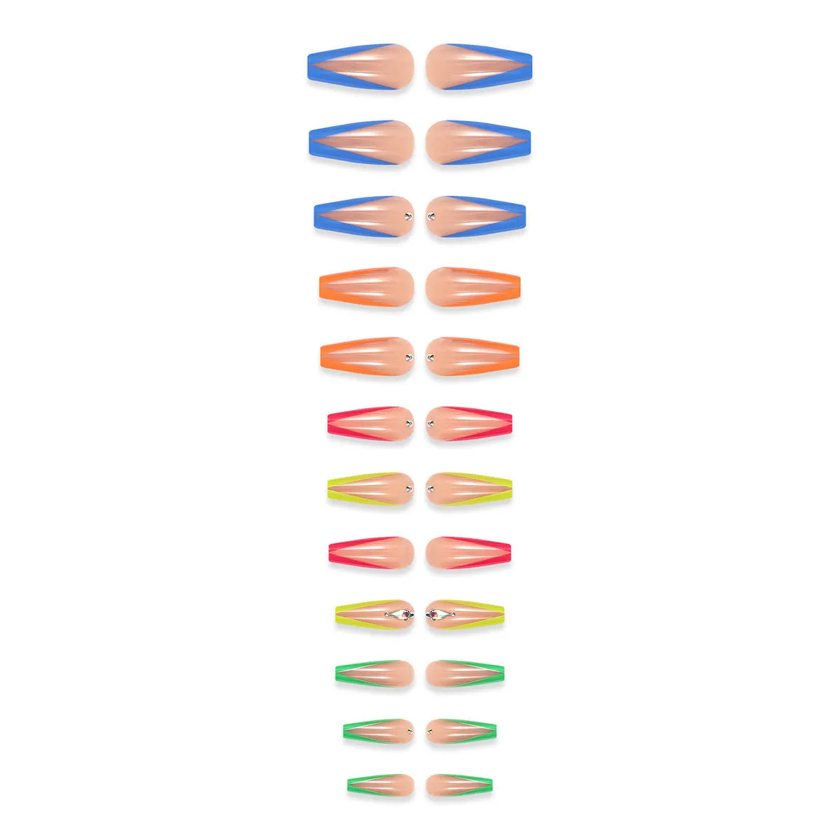 BKS3037 diamond colour French artificial nail tips with cartoon love Cross Heart pattern decoration