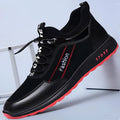 Men's casual street shoes with microfiber upper and car suture design in leather surface finish