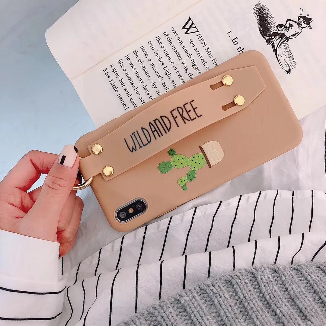 Green TPU silicone gel wristband holder phone case for iPhone 11 with graffiti design detail