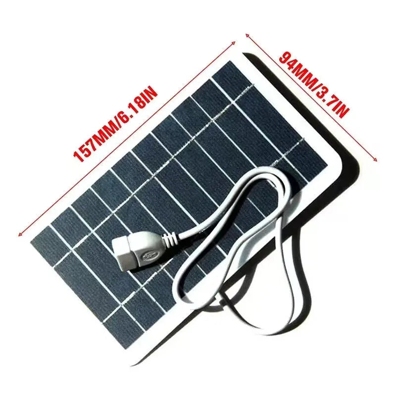 Compact 157x94mm PET solar panel charger with USB cable for device charging