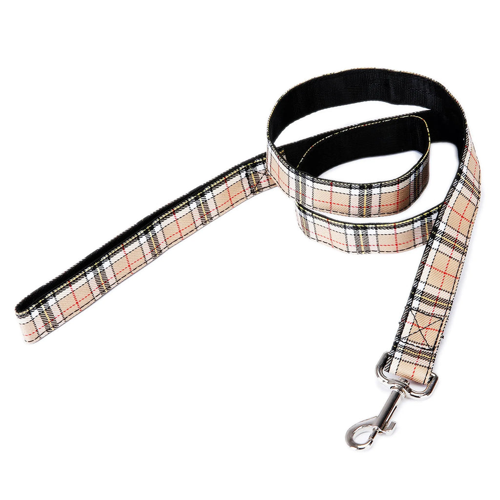 Black plaid stripe 120cm dog traction rope with hand-held loop