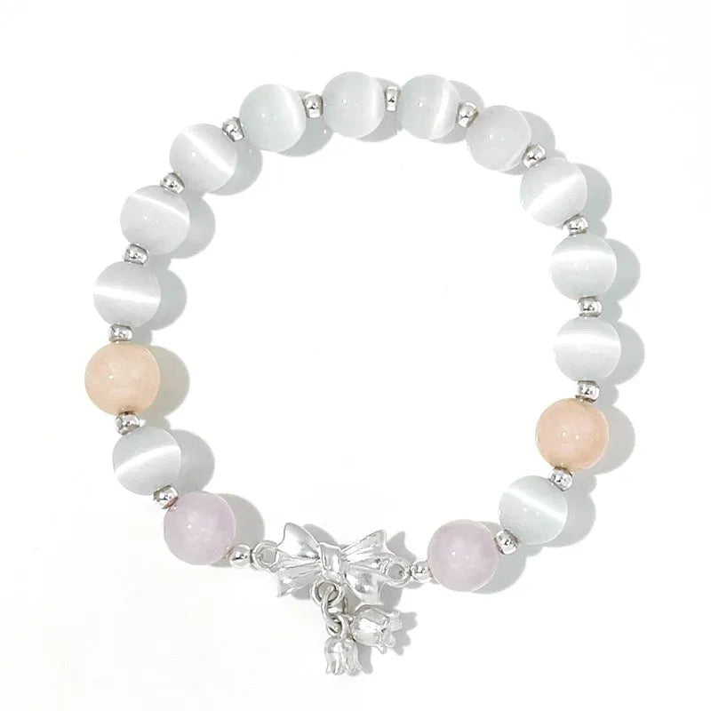 Lavender purple crystal bracelet with bow knot design for women