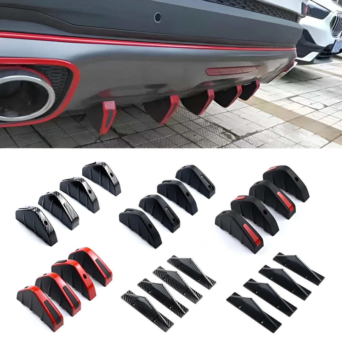 Universal triangle rear spoiler in carbon fibre finish, 15cm ABS, for General Motors vehicles