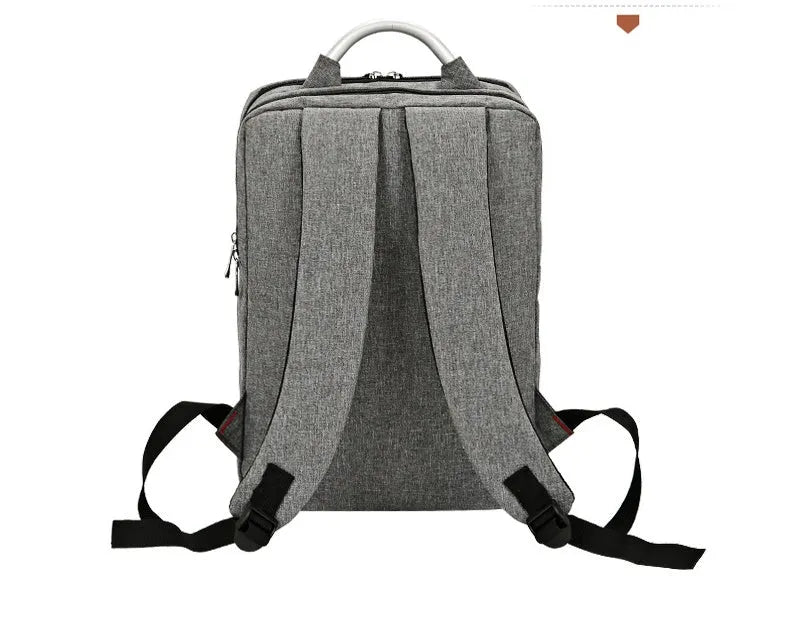 Double shoulder bag nylon 15-inch notebook PC business knapsack in black with ID and phone pockets