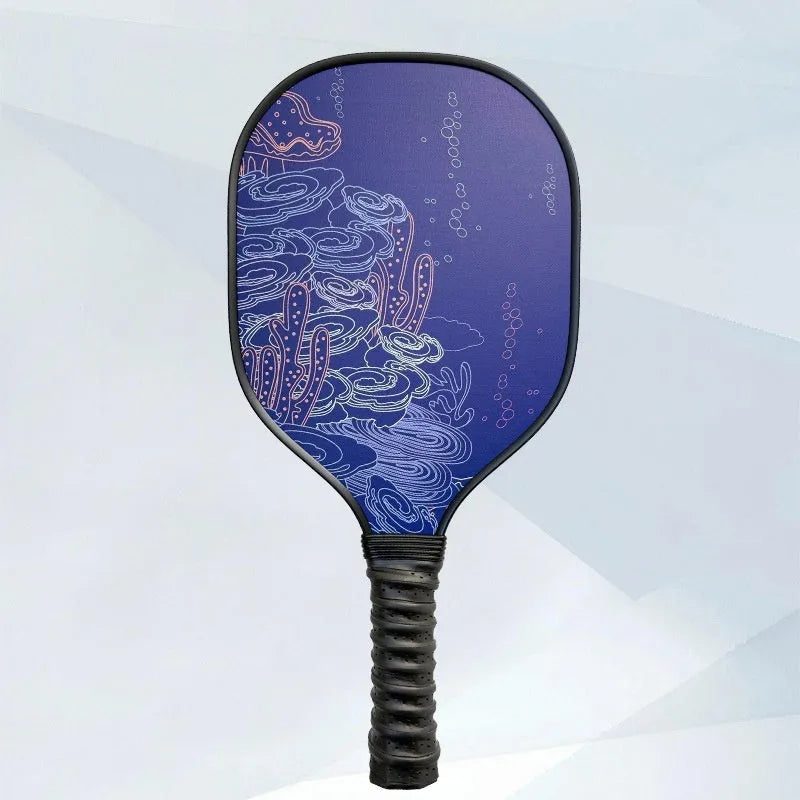 Wooden pickleball paddle racket 400x192x11mm in Starry Night Ancient Town design