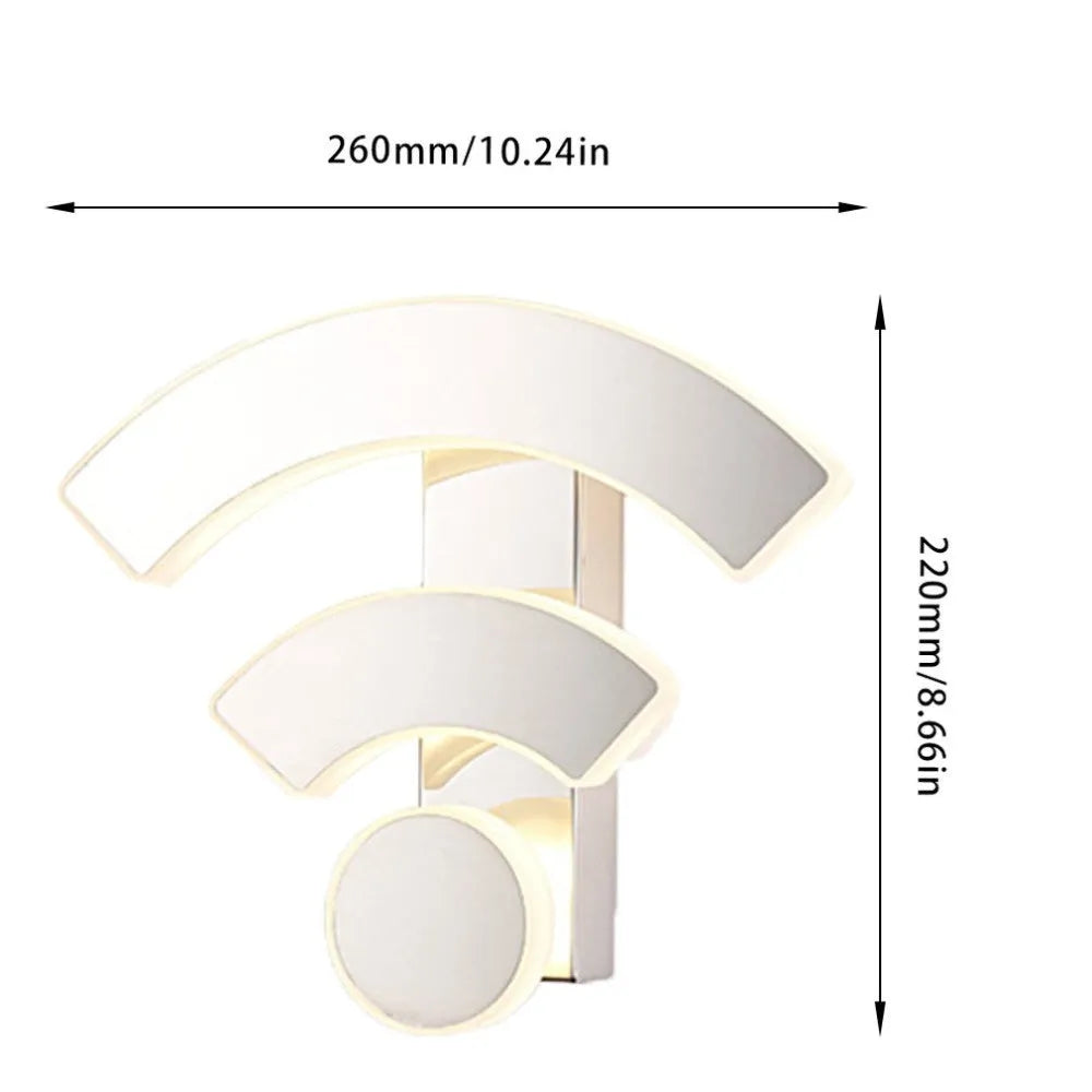 Frosted acrylic indoor wall light with WiFi logo shape, 11W, white and warm white options, 260x75x220mm