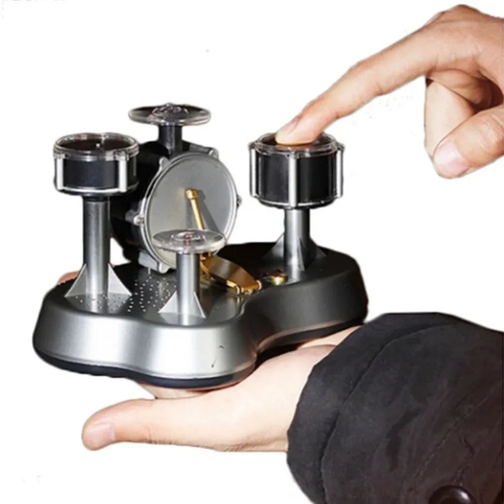 Silver creative finger touch mini drum musical toy with plastic body and finger tapping surface
