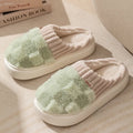 Plaid plush slippers for women with coral velvet upper, non-slip PVC sole, and plush lining in multiple colours