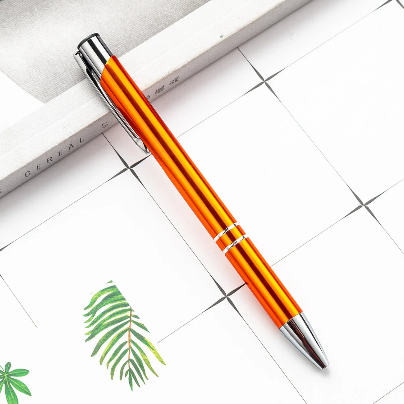 Metal ballpoint pen with aluminium barrel in multiple colour options including champagne gold and painted silver
