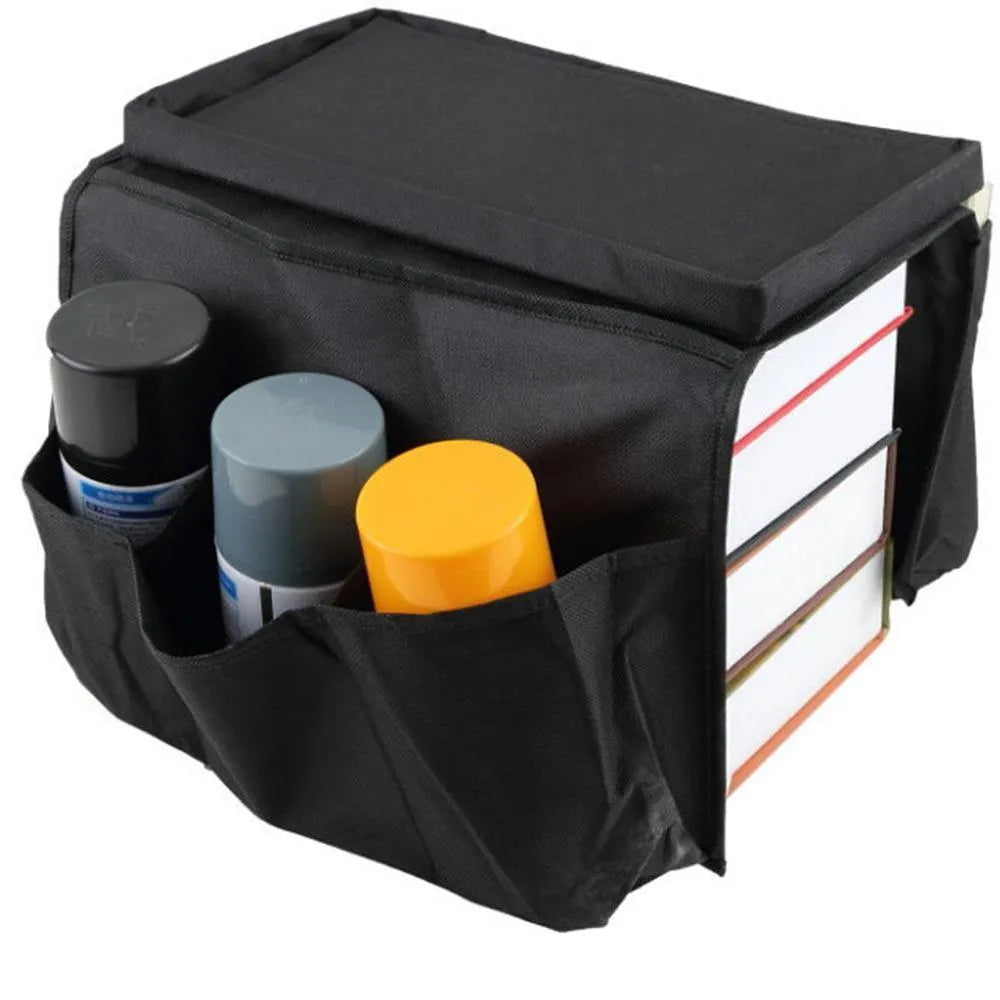 Oxford fabric sofa armrest organiser bag for remote control and magazine storage