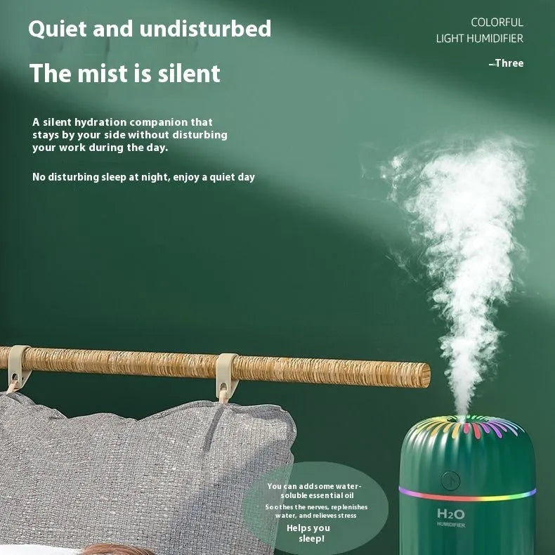Small animal-shaped USB aromatherapy humidifier in green, pink, or white with a compact plastic design.