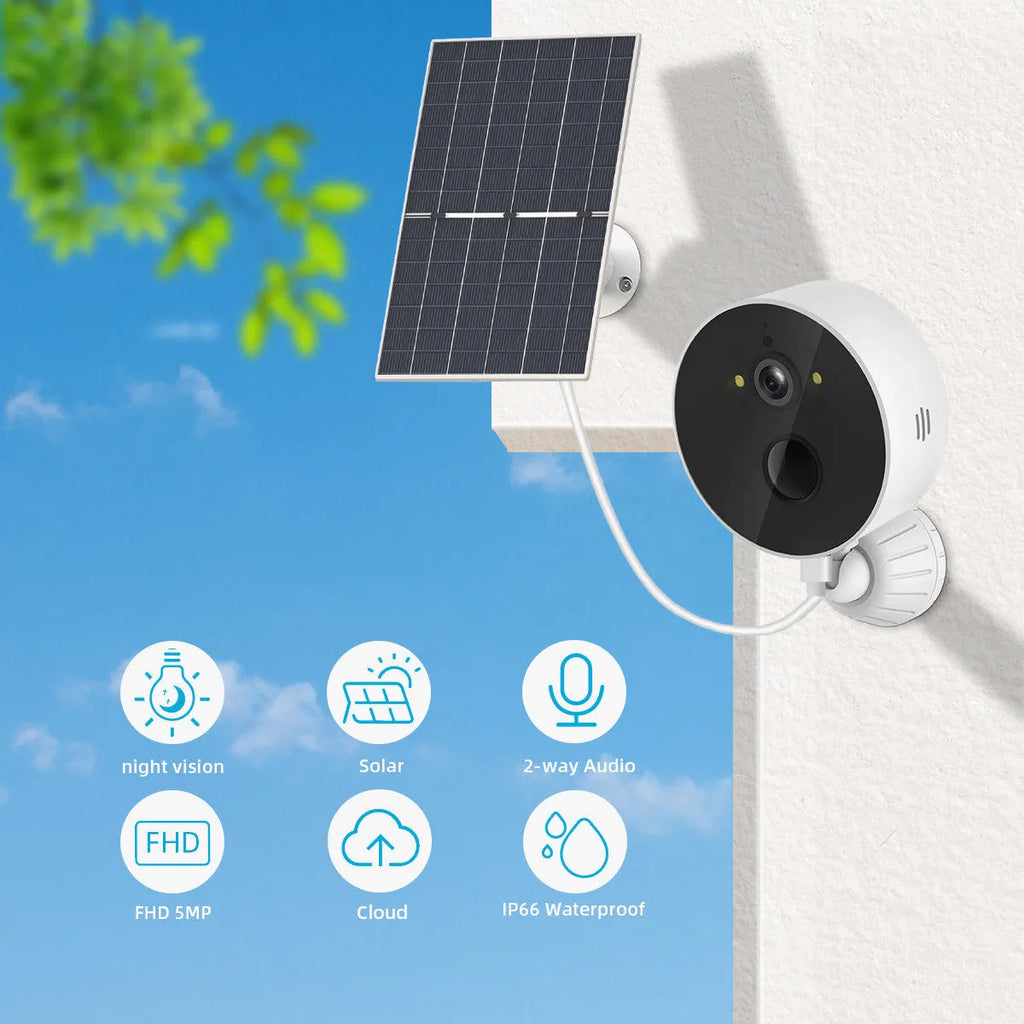 Solar panel and 1080P outdoor security camera kit for wireless monitoring