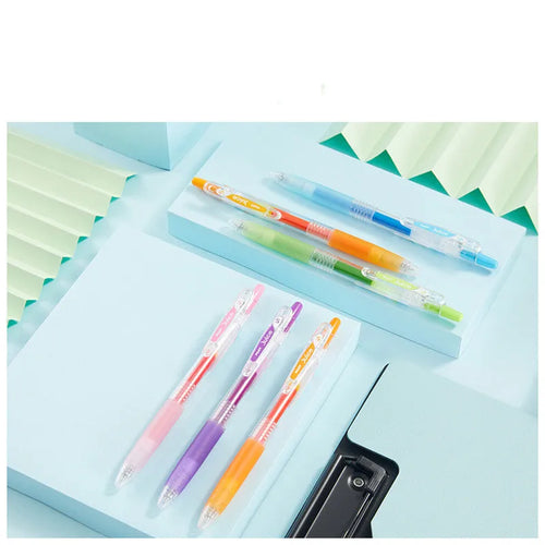 Direct Juice Baiguole 0.5mm gel pen showing metallic, tender, and conventional colour collections