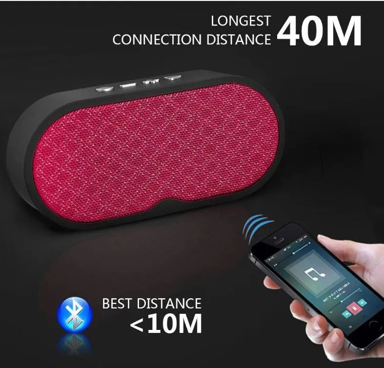 Bluetooth wireless speaker with subwoofer in choice of colours showing TF slot and USB port