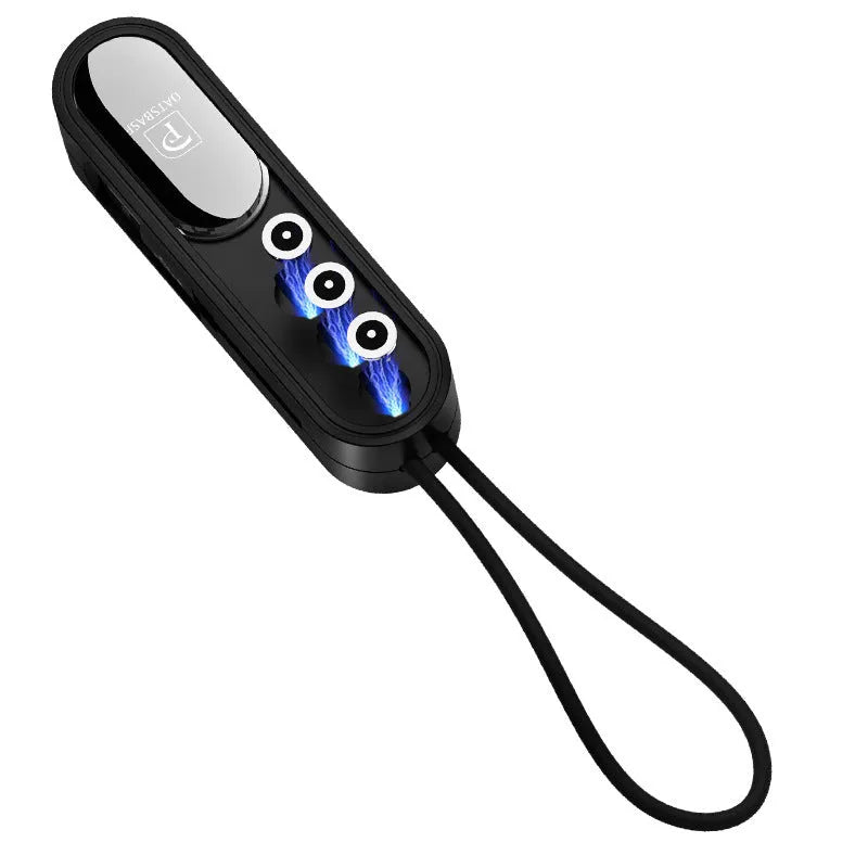 Magnetic three-in-one data cable 0.4m in black with USB connector and three tips