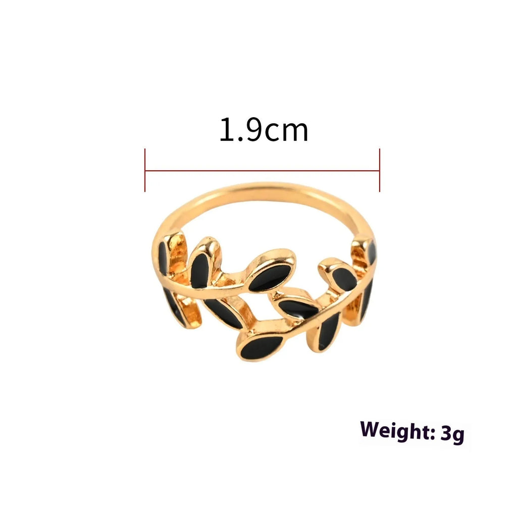 Gold-coloured acrylic leaf geometric ring for women with electroplated finish