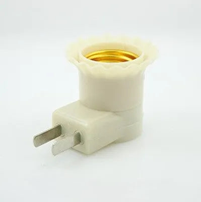 White bakelite E27 screw lamp holder with integrated UK three-pin plug and on/off switch