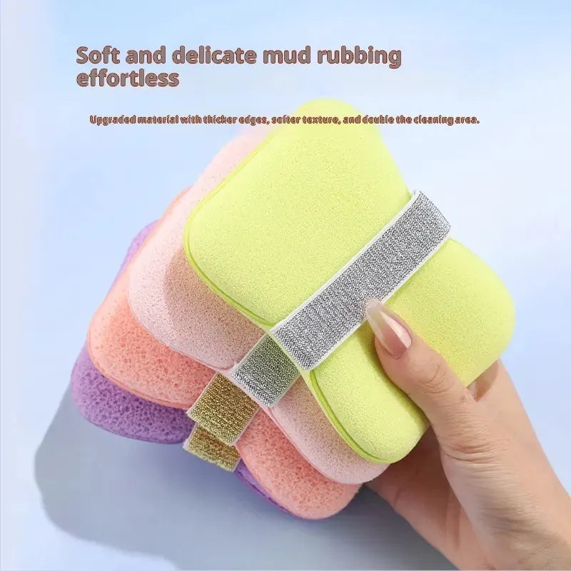 Soap bag bath sponge in cherry blossom pink made of hydrophilic polyurethane, size 12x8.5x2cm