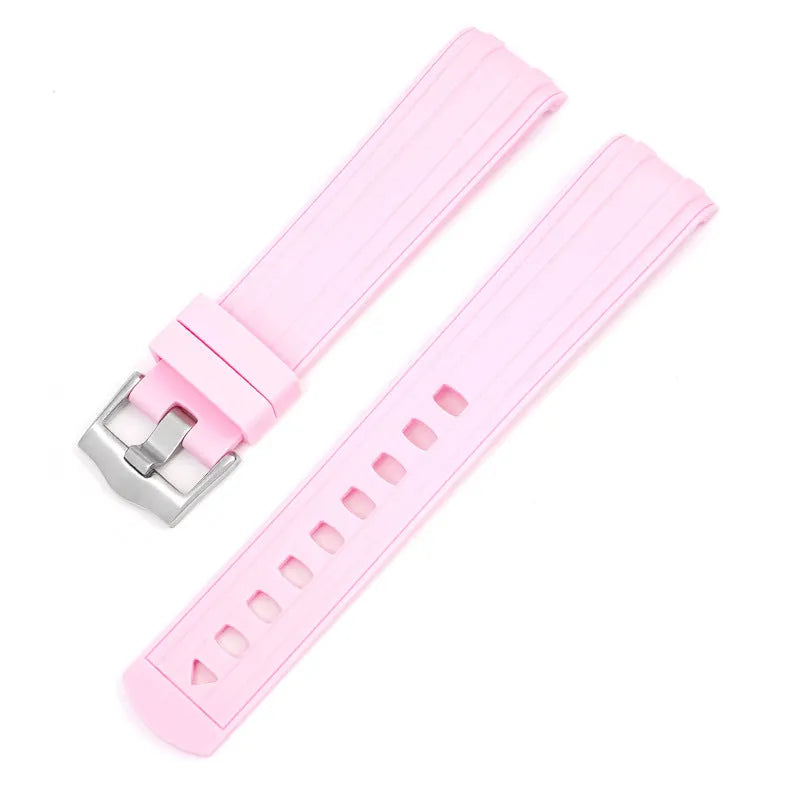 Original style Apple Watch replacement strap in multiple colours with silver buckle, shown in 20mm and 22mm sizes.