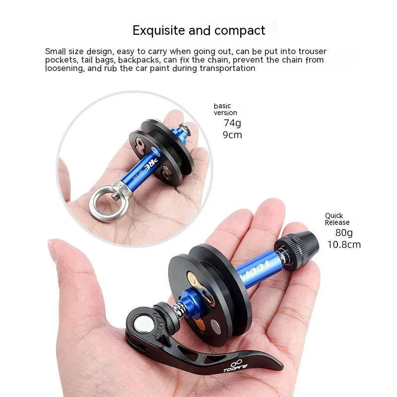 Aluminium bicycle chain tool with three format options for washing and tension adjustment
