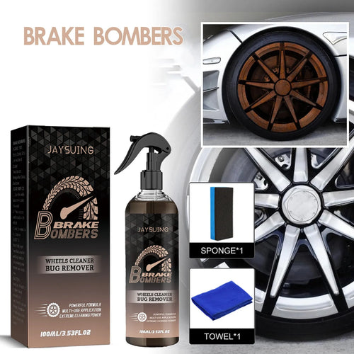 100ml car brake disc cleanser bottle with sponge and microfibre cloth for rust removal.