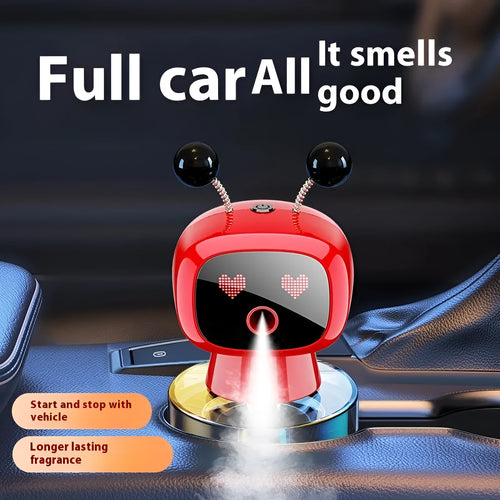 Robot intelligent car aroma diffuser with five fragrance options including Pure Gulong and Classic Ocean