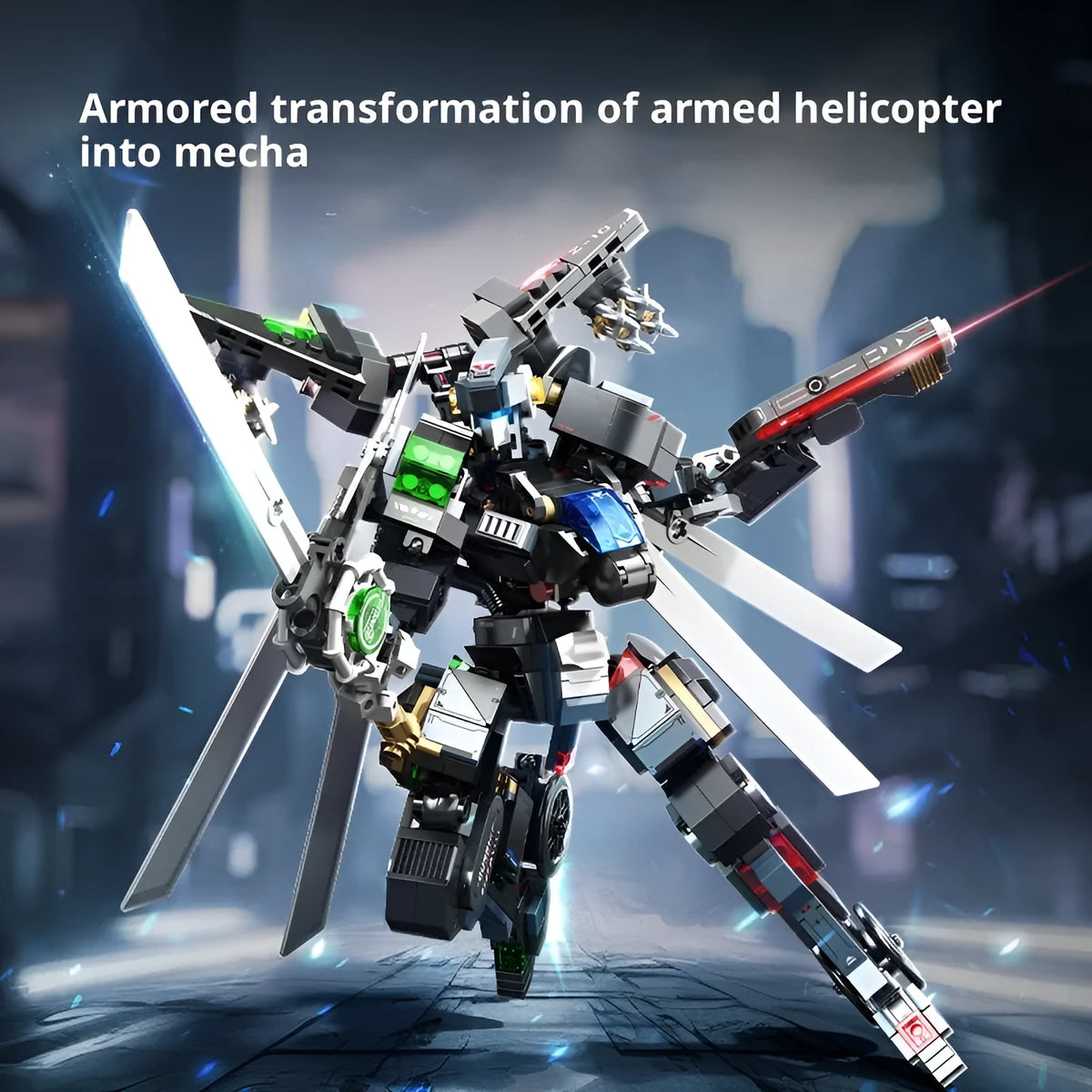 Wu Zhishi Lei Yin God of War plastic building blocks in colour box, small particle assembly model for teenagers