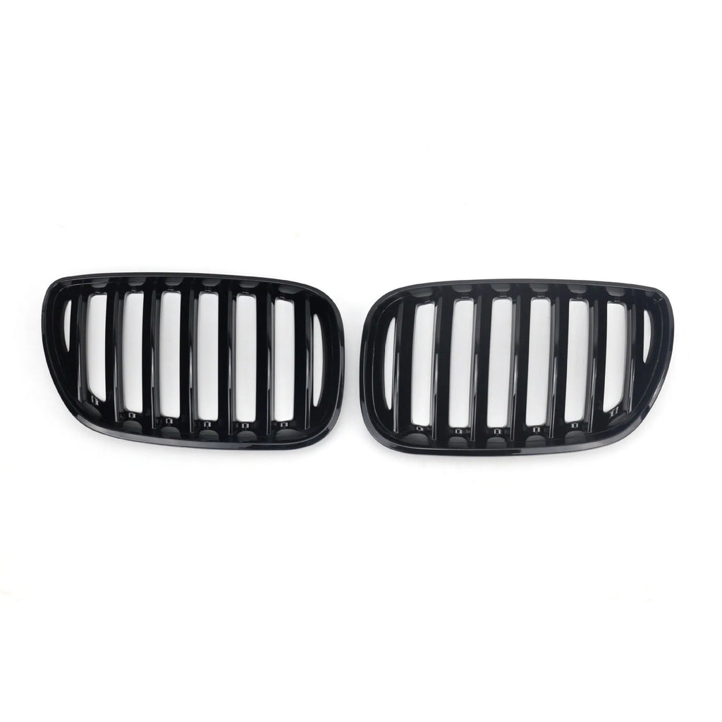 Bright black ABS plastic mesh grille for BMW X5 E53 front end.