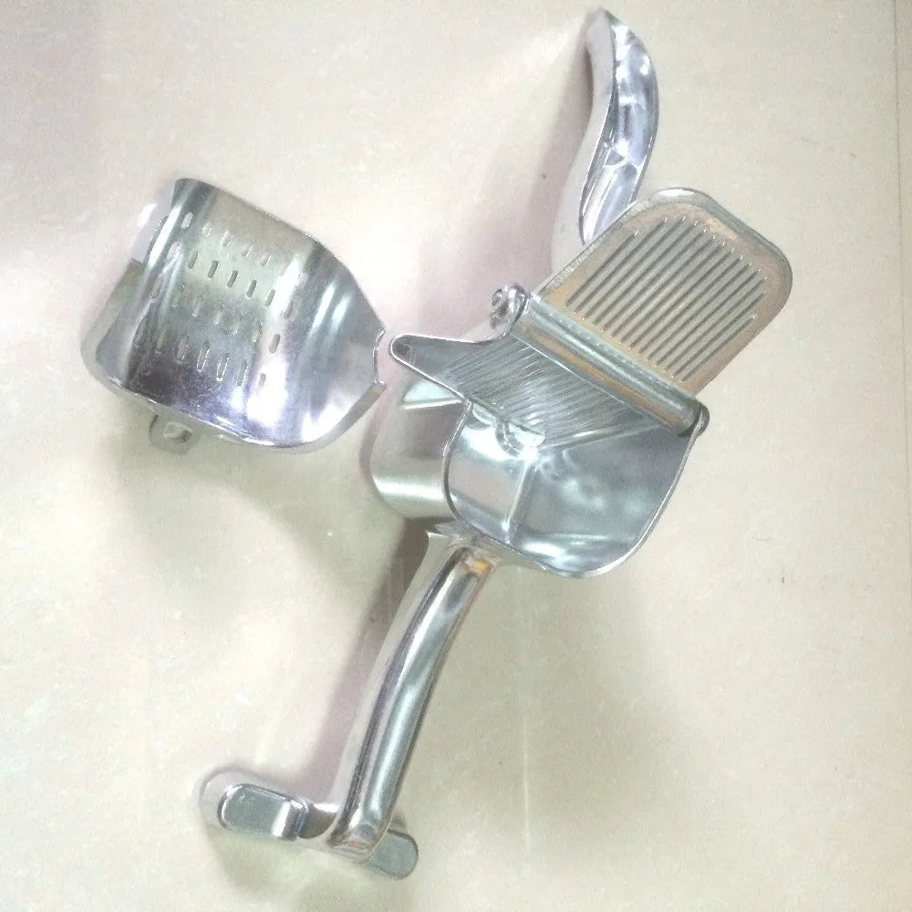 Silver heavy duty aluminium alloy lemon squeezer with extra large bowl on a kitchen counter